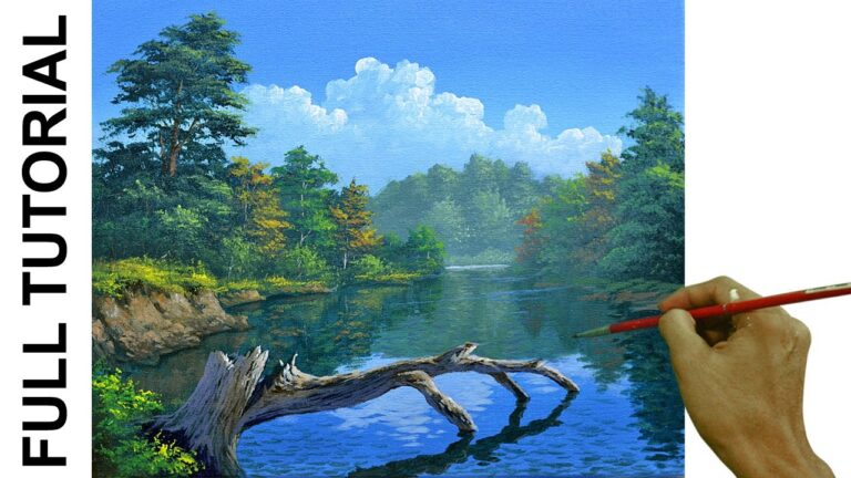 TUTORIAL: Acrylic Painting Landscape / Dead Tree in the River / JMLisondra