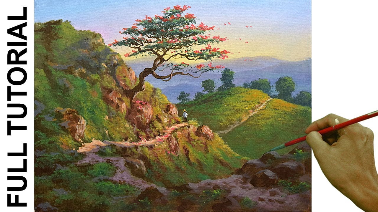 TUTORIAL : Acrylic Painting Landscape / Pathway on the Mountain / JMLisondra