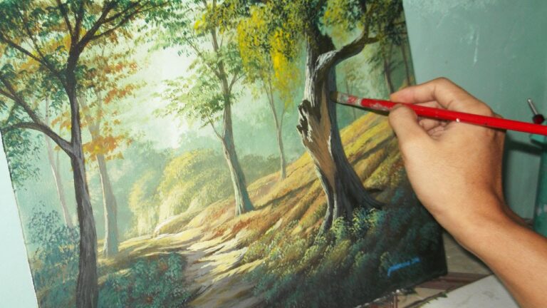 Acrylic Landscape Painting Lesson – Forest Trees by JMLisondra