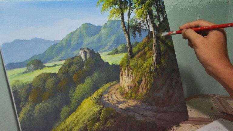 Acrylic Landscape Painting Lesson – Mountain Road by JMLisondra
