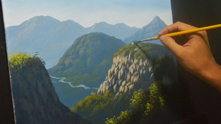 Acrylic Landscape Painting Lesson – Mountains and Cliffs 2 by JMLisondra
