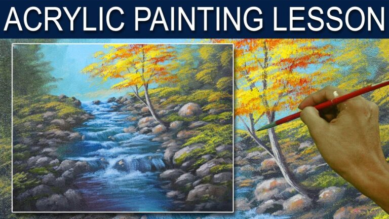 Acrylic Landscape Painting Lesson | Running Shallow River in Basic Tutorial by JM Lisondra