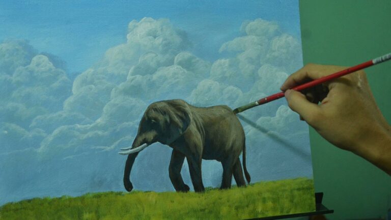 Acrylic Landscape Painting Lesson – The Elephant by JM Lisondra
