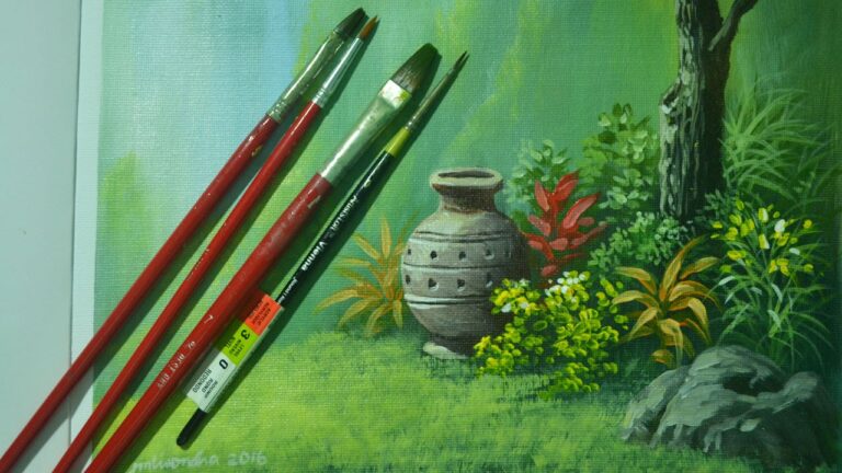 Acrylic Landscape Painting Lesson – Vase in the Garden by JM Lisondra