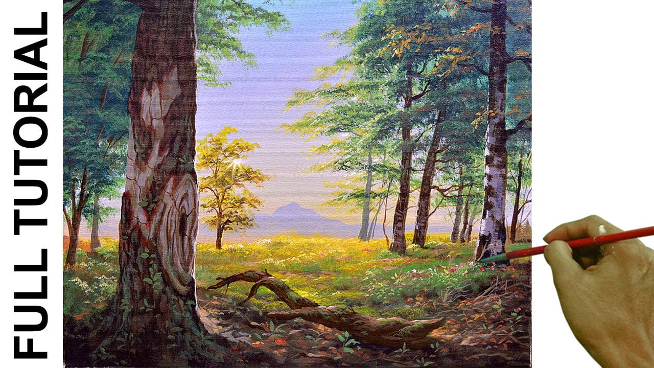 Acrylic Landscape Painting TUTORIAL / Big Tree in the Forest / JMLisondra