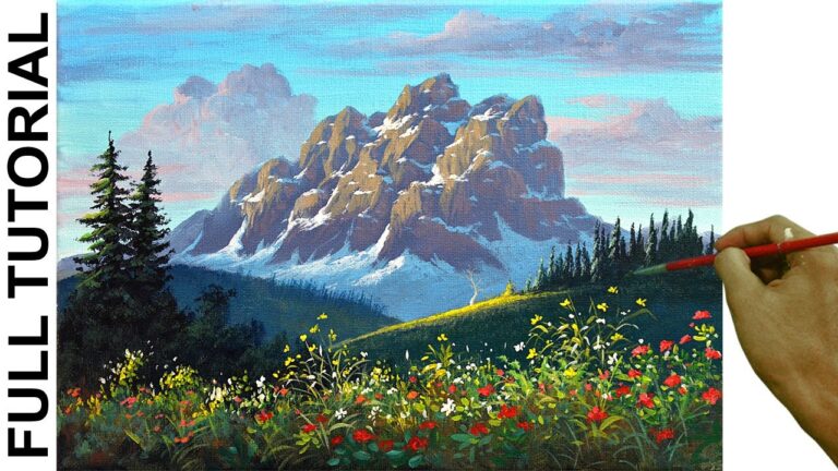 Acrylic Landscape Painting TUTORIAL / Rocky Mountain with Snow / JMLisondra