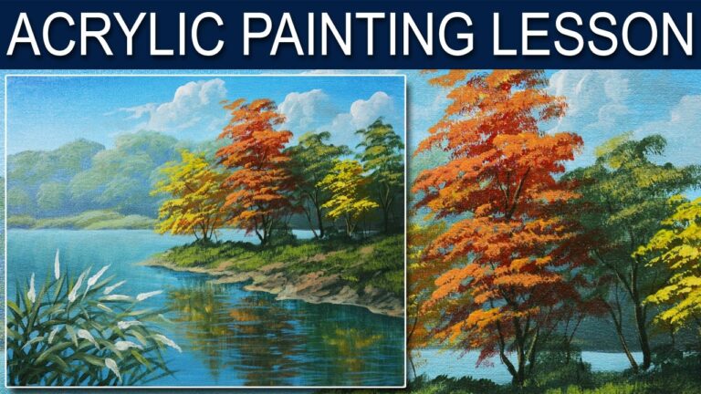 Acrylic Landscape Painting Tutorial | Autumn in the River in Step by Step by JM Lisondra