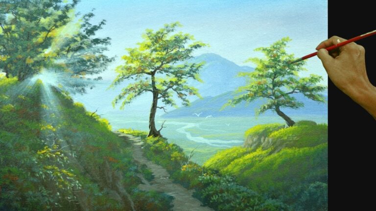 Acrylic Landscape Painting Tutorial | Morning Sunshine