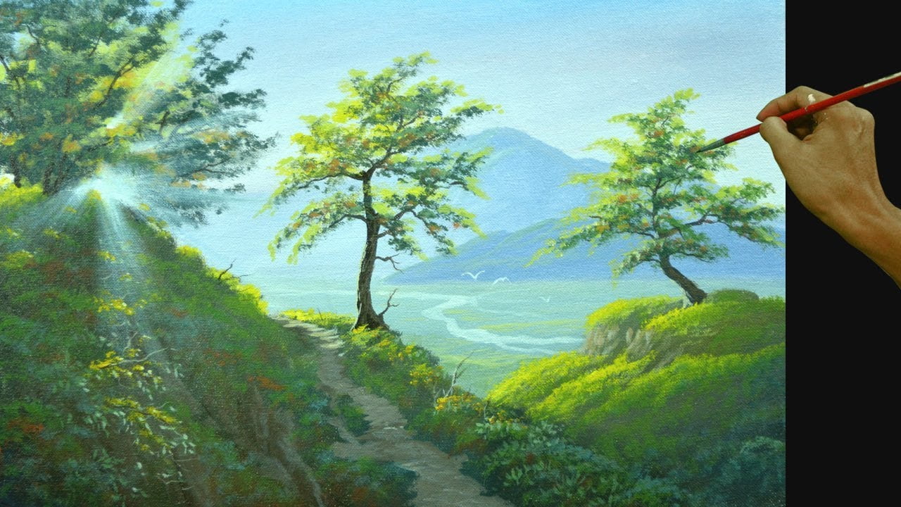 Acrylic Landscape Painting Tutorial | Morning Sunshine