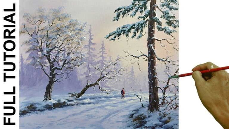 Acrylic Landscape Painting Tutorial / Walking in Winter / JMLisondra