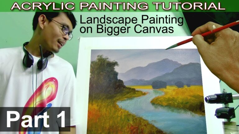Acrylic Landscape Painting Tutorial on Bigger Canvas | Basic Blocking In | Part 1 by JMLisondra