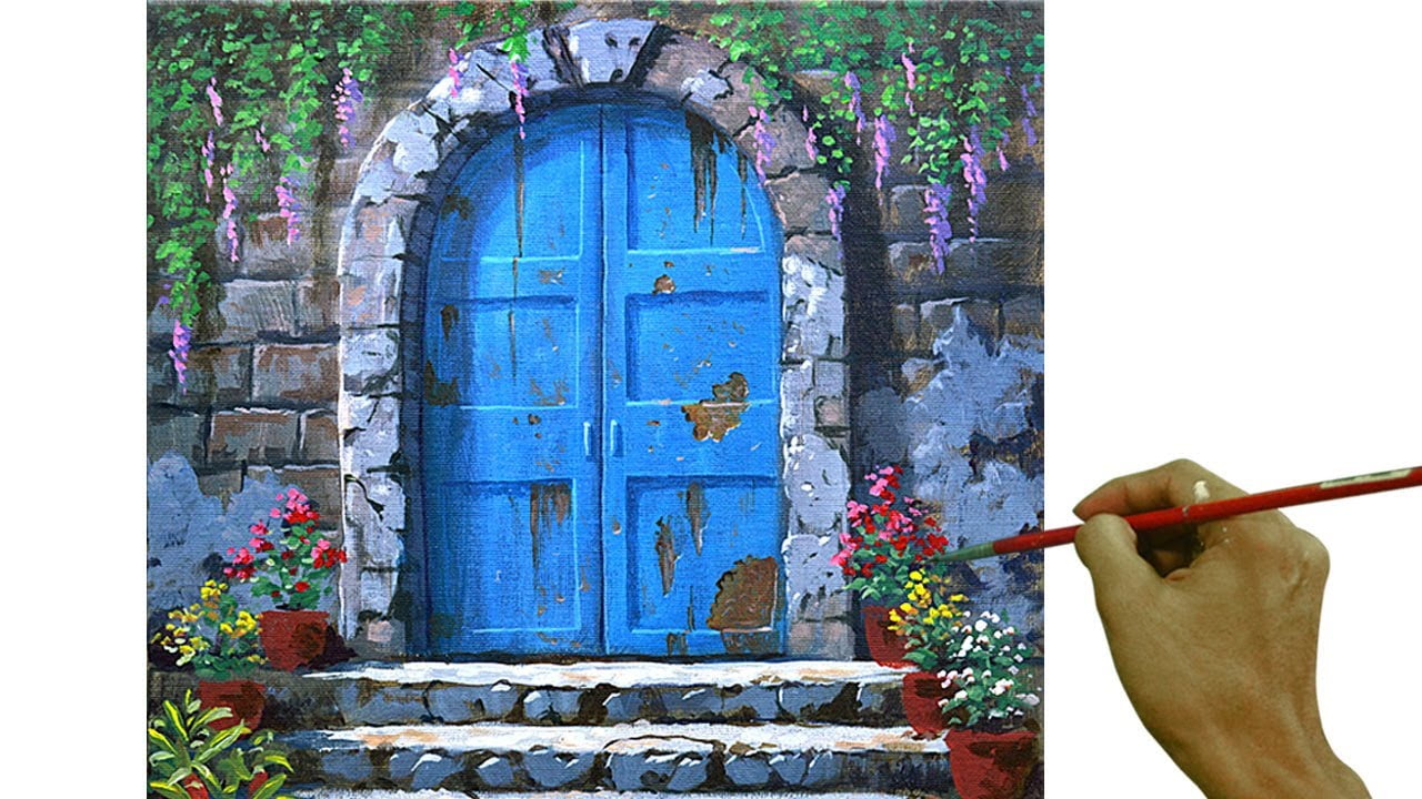 Acrylic Landscape Painting in Time-lapse / Blue Door / JMLisondra