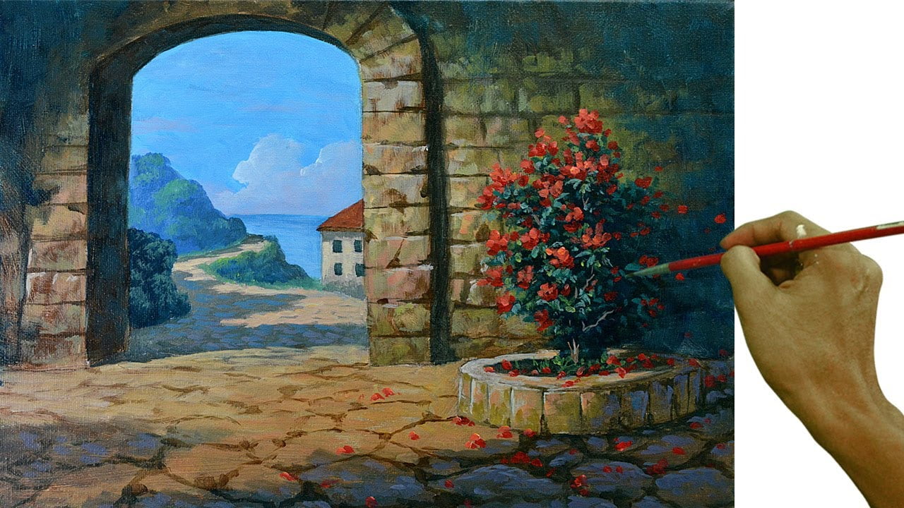 Acrylic Landscape Painting in Time-lapse | Entrance to the Old City / JMLisondra