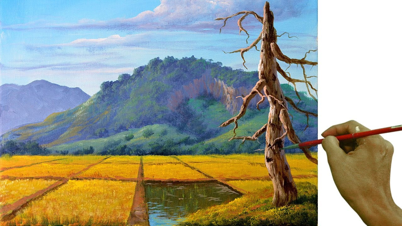 Acrylic Landscape Painting in Time-lapse / Golden Rice Fields / JMLisondra