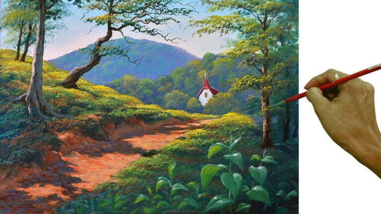 Acrylic Landscape Painting in Time-lapse / On the way to Church / JMLisondra