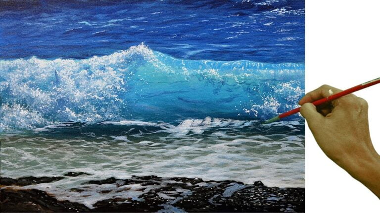 Acrylic Landscape Painting in Time-lapse / Realistic Crashing Waves / JMLisondra