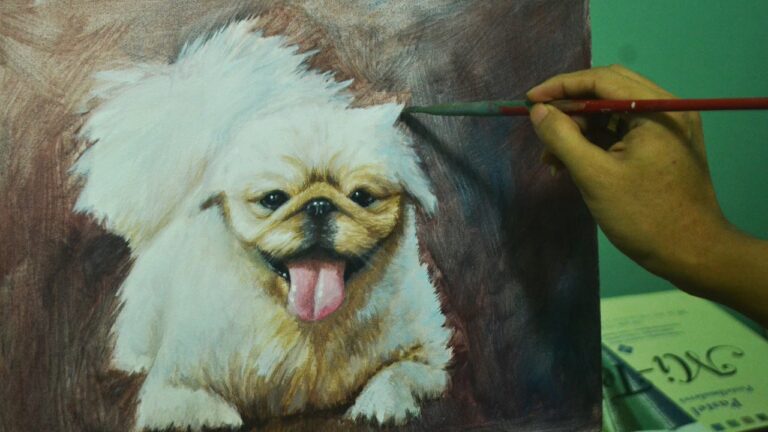 Acrylic Painting Lesson – Dog Portrait “Pekingese” by JMLisondra