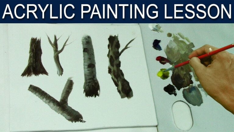 Acrylic Painting Lesson | How to Paint Different Tree Trunks by JM Lisondra