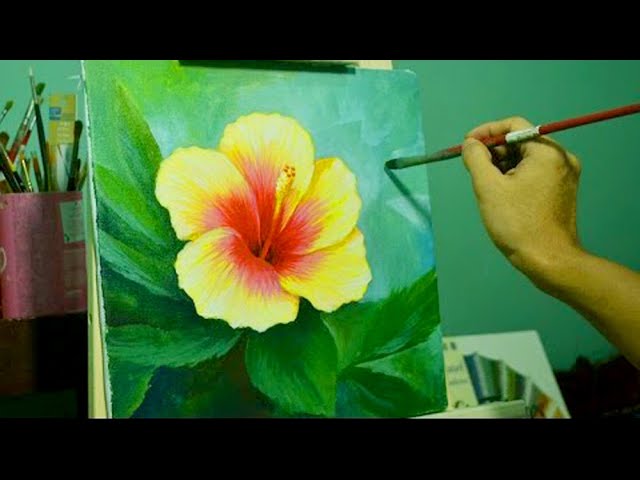Acrylic Painting Lesson – How to Paint Gumamela Flower by JMLisondra