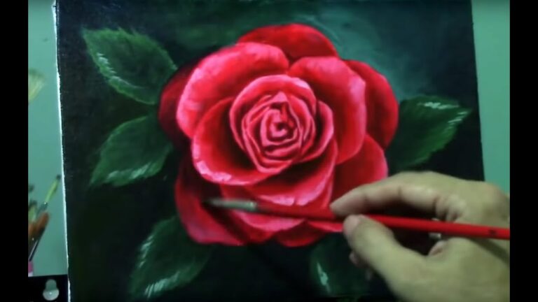 Acrylic Painting Lesson – Red Rose Flower by JM Lisondra