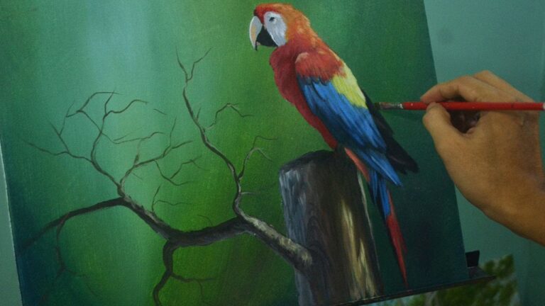 Acrylic Painting Lesson – The Parrot Bird by JM Lisondra