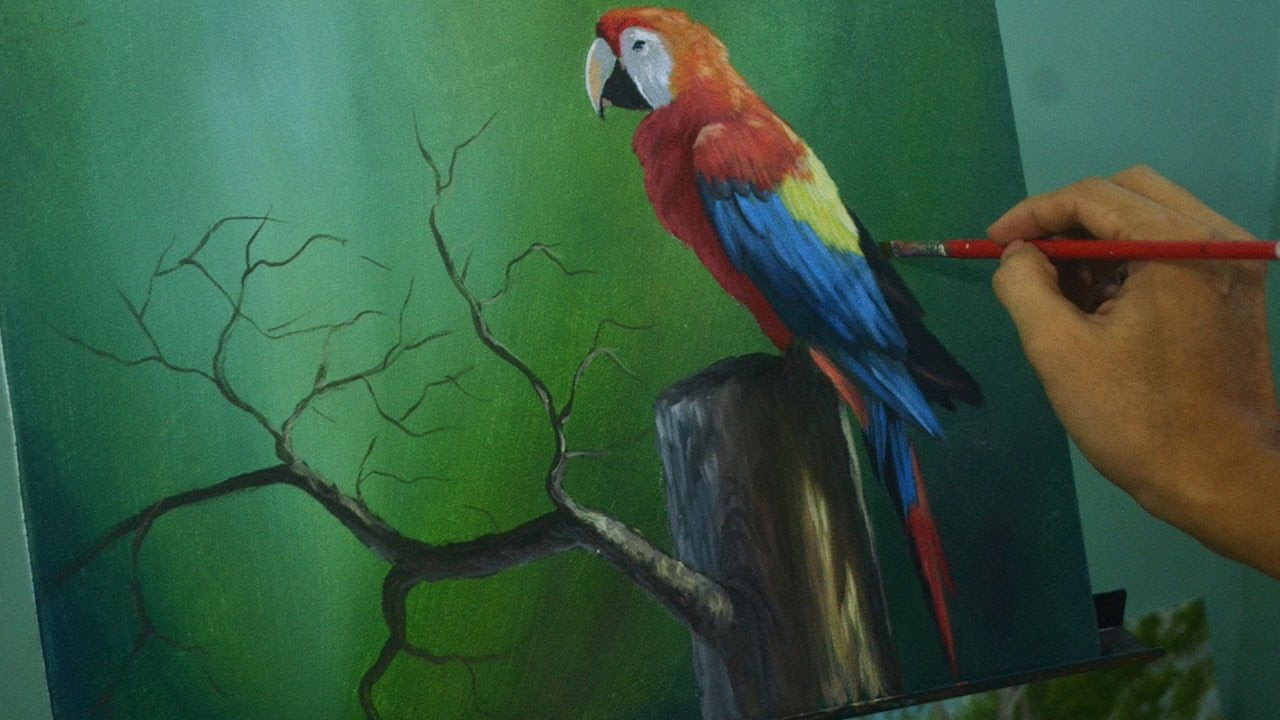 Acrylic Painting Lesson – The Parrot Bird by JM Lisondra