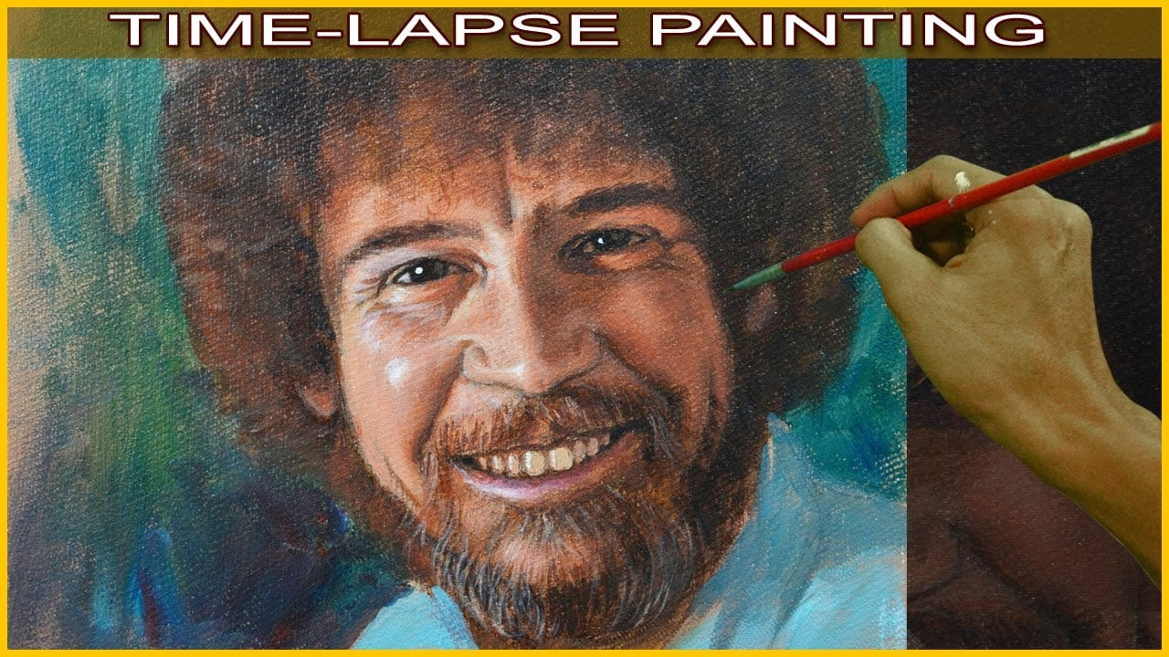 Acrylic Painting in Time Lapse Portrait of Bob Ross by JM Lisondra