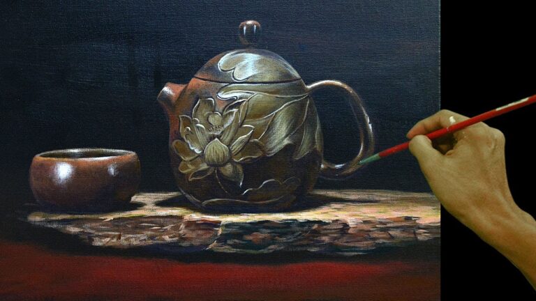 Acrylic Painting in Time-lapse / How to Paint Still life with Teapot / JMLisondra