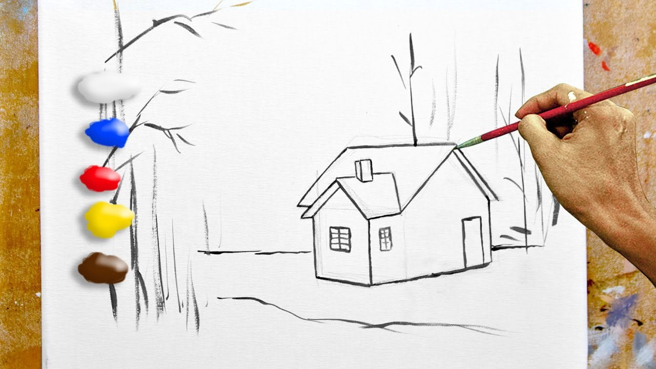 How to Paint House in Autumn Forest in Acrylics / Time-lapse / JMLisondra