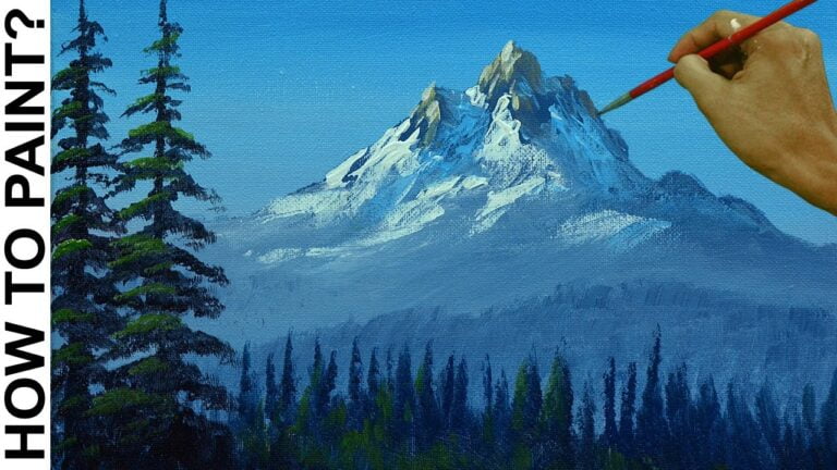 How to Paint Snow Mountain Easy Like Bob Ross in Acrylics