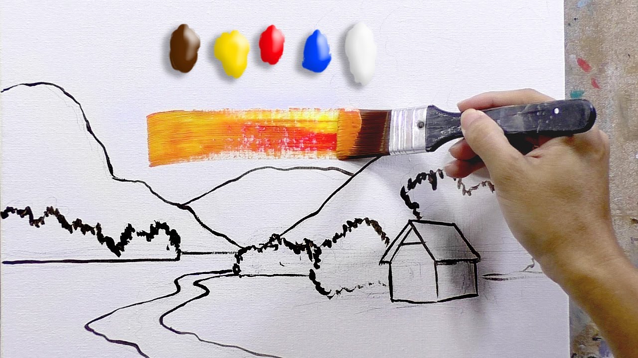 How to Paint Sunset with Native House / Time-lapse / JMLisondra