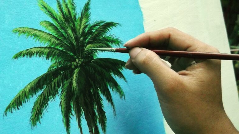 Learn How To Paint Coconut Tree – Instructional Acrylic Painting Lesson by JMLisondra