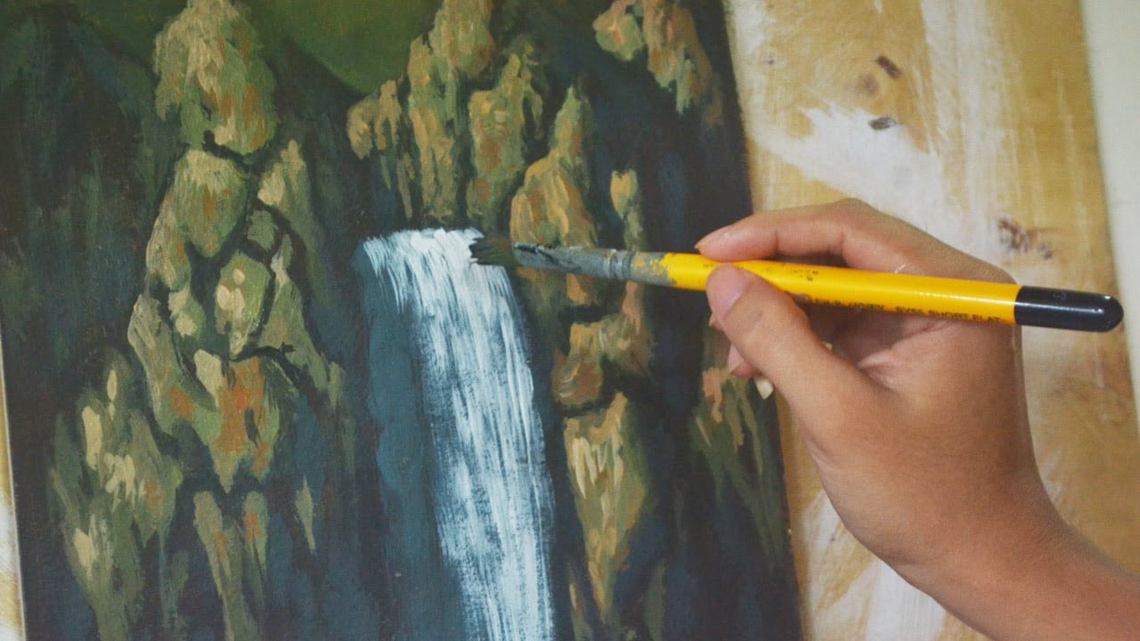 Learn How To Paint Waterfalls – Instruction Acrylic Lesson by JM Lisondra