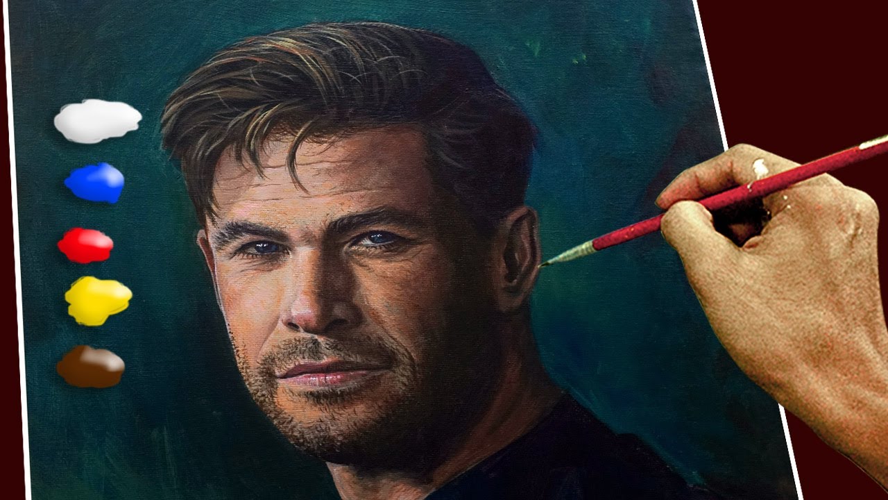 Painting Portrait of Chris Hemsworth / Time-lapse / JMLisondra #thor #extraction