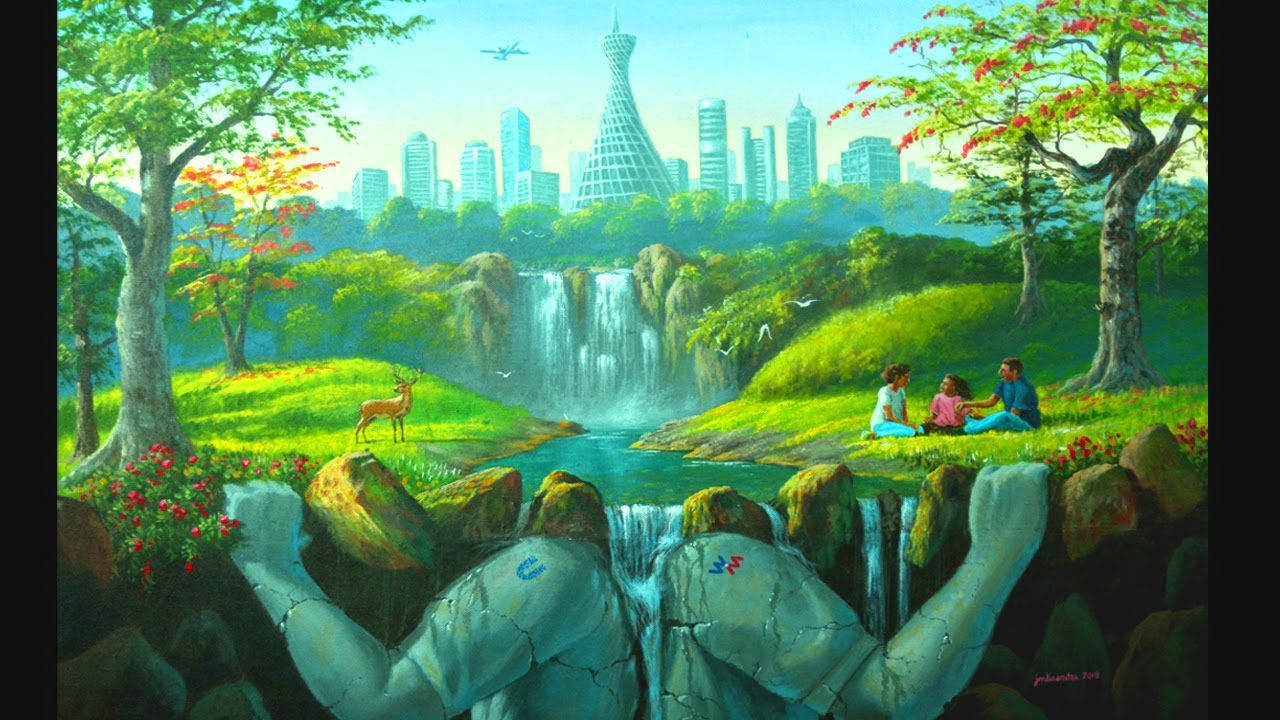 Surreal Painting with Futuristic Concept | Acrylic Landscape Painting in Time Lapse