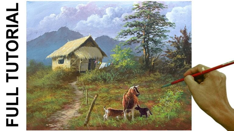 Tutorial : Acrylic Painting Landscape / Goats in the Farm / JMLisondra