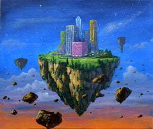 Floating City – Acrylic Painting in Canvas by JMLisondra