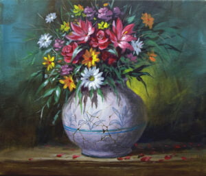 Flowers in the Broke Vase – Acrylic Painting in Canvas by JMLisondra
