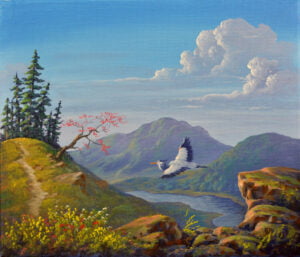 Flying Heron – Acrylic Painting