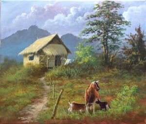 Goats in the Farm – Acrylic Painting on Canvas