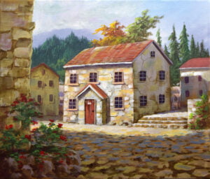 Italian Village – Acrylic Painting on Canvas