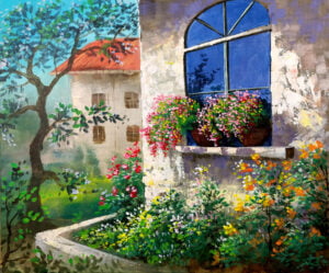 Old Concrete House Window – Acrylic Painting in Canvas by JMLisondra