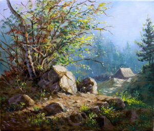 Pathway and Bushes – Acrylic Painting in Canvas by JMLisondra
