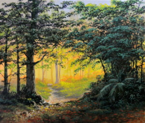Sunset in Tropical Forest / Acrylic Painting