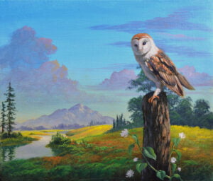 The Owl in the Backyard – Acrylic Painting