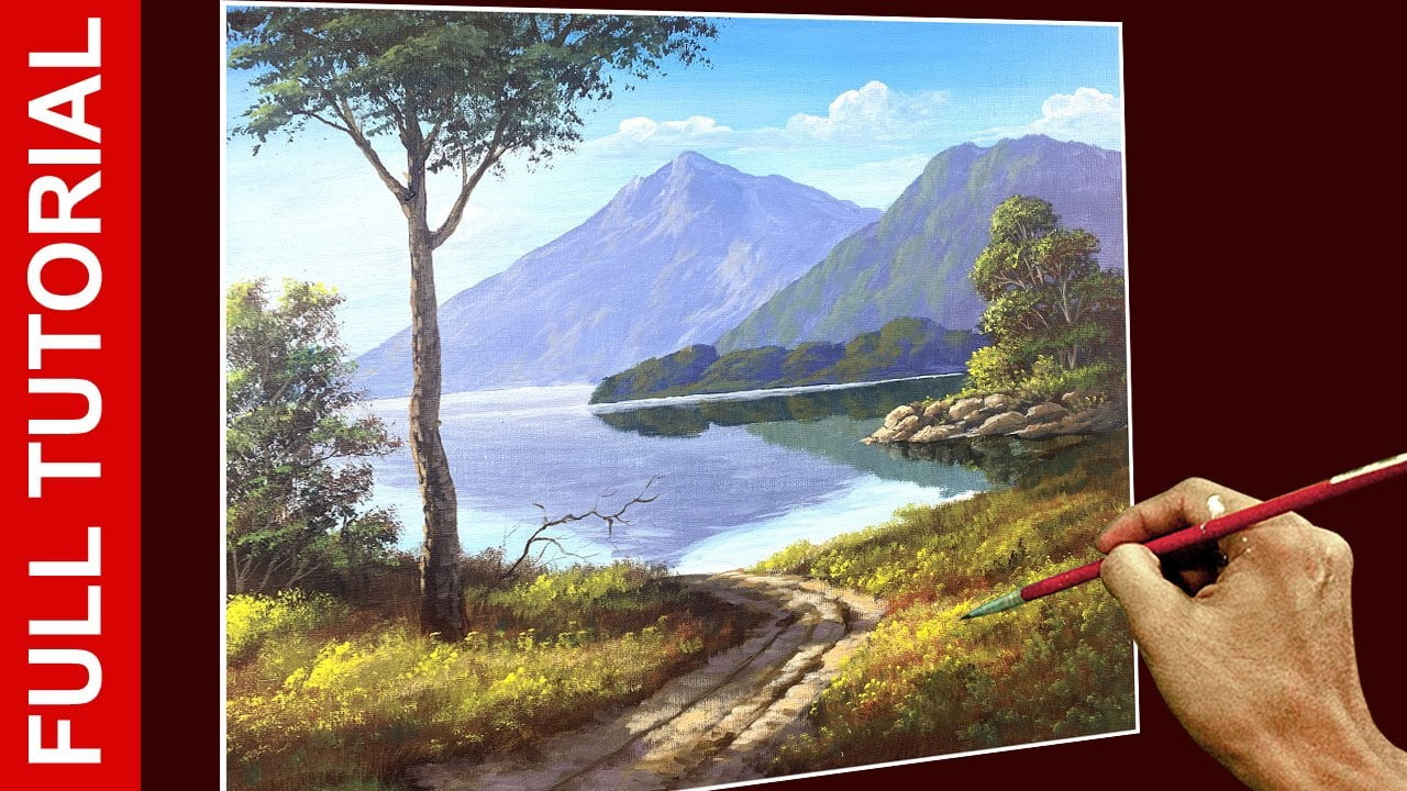 Acrylic Landscape Painting Lesson – Morning in Lake 2 / JMLisondra