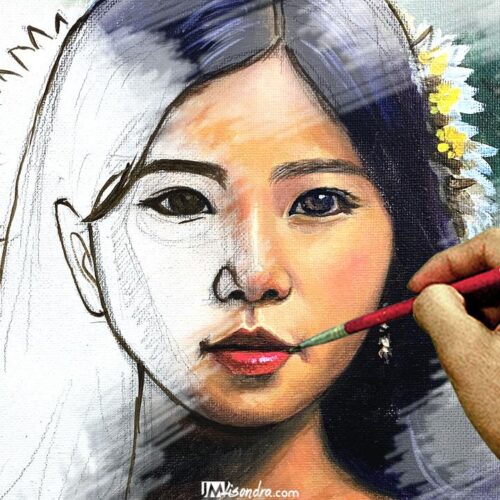 How to Paint Portrait of Asian Girl - Full Step by Step Painting Tutorial in Acrylics