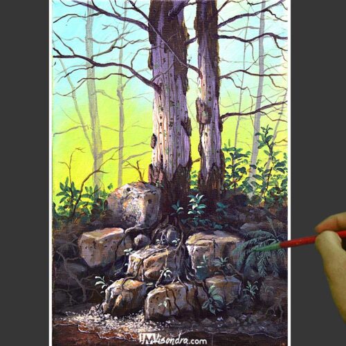How to Paint Realistic River Bank - Full Step by Step Painting Tutorial in Acrylics