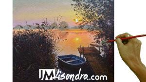 How to Paint Old Boat in the Lake – Full Step by Step Painting Tutorial in Acrylics