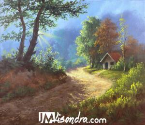 Morning Lights on Mountain Road – Acrylic Painting in Canvas by JMLisondra